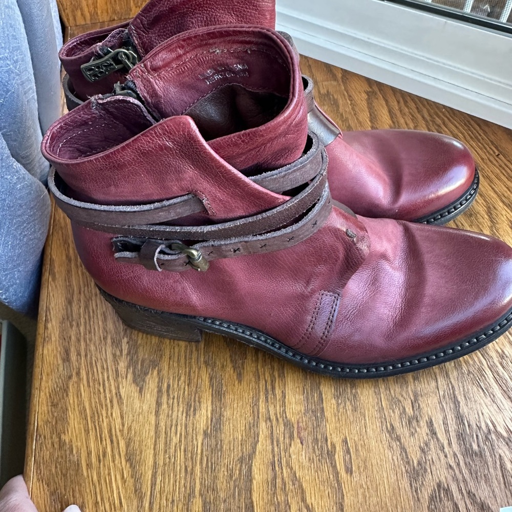 A.S.98 - Women's Burgundy Leather Ankle Boots - Picture 3 of 4